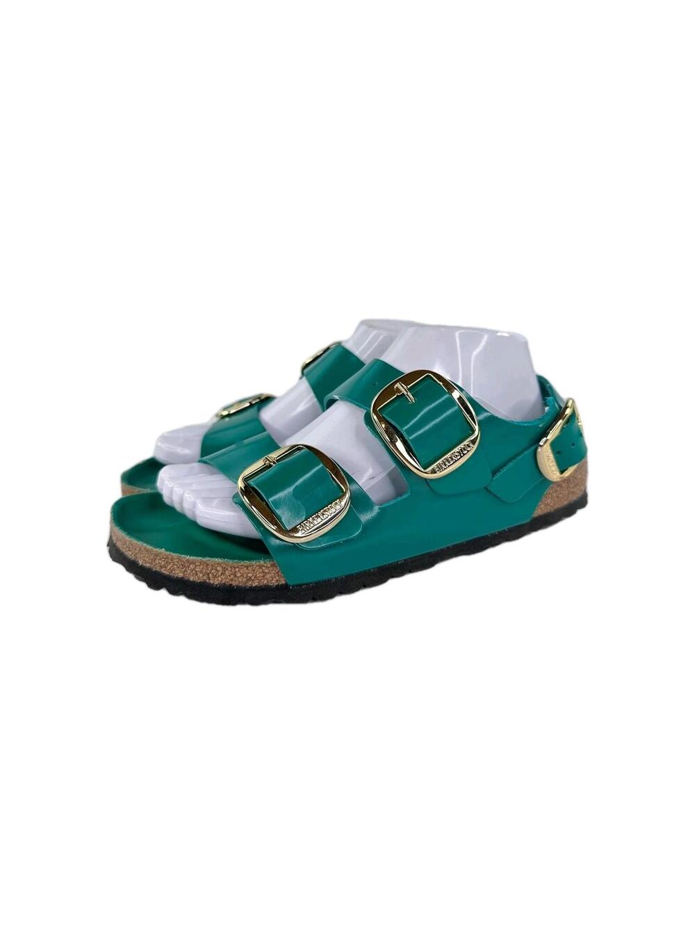 Birkenstock Milano Big Buckle US 8 Eur 39 High Shine Digital Green Strap Sandals